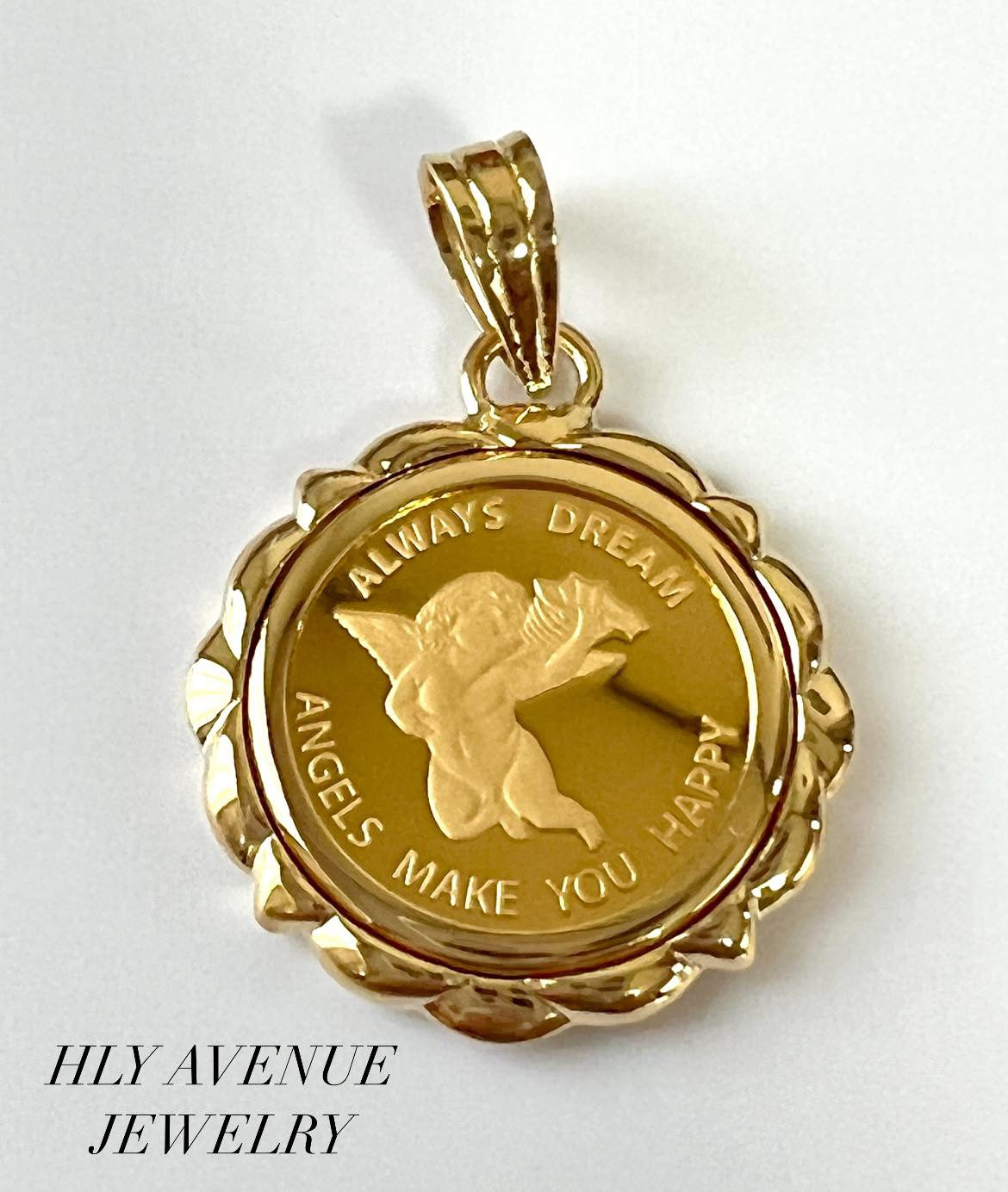 Angel 24k/18k Japan Gold No Glass Pendant – HLY Avenue Jewelry