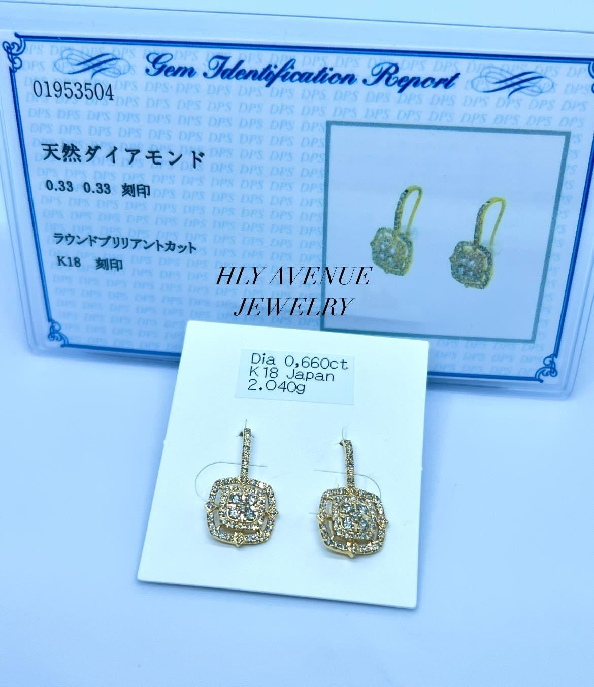 18K Japan Gold Beauty G 0.660Ct Diamond Earrings – HLY Avenue Jewelry 