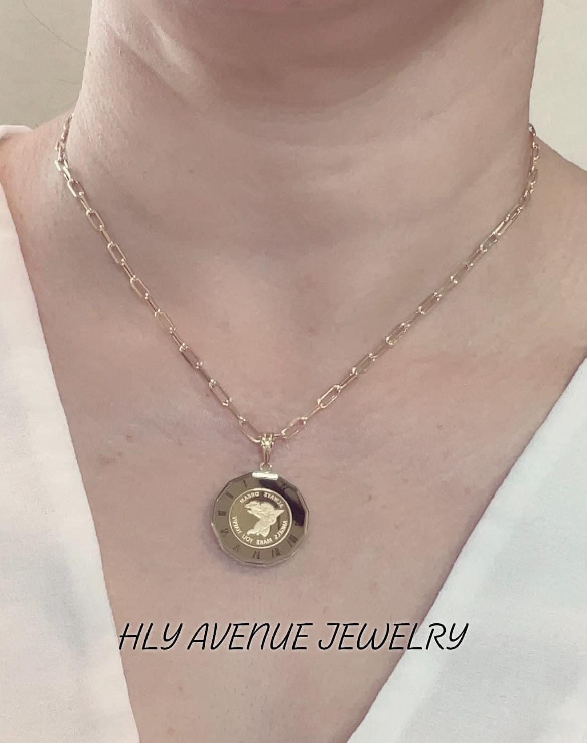 Angel 24k/18k Japan Gold Glass Coin Pendant Top – HLY Avenue Jewelry